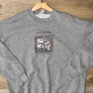 Disney Gray Crewneck Sweatshirt with Mickey & Friends Center Graphic